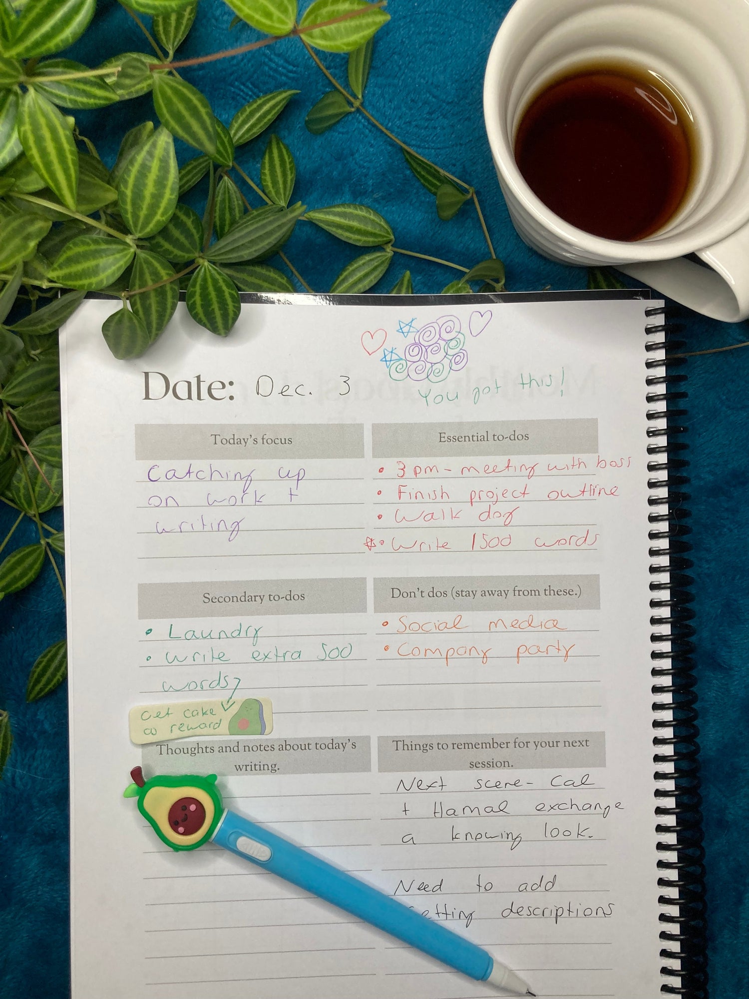 The Essential Life Planner for Writers - Print - Scribe Forge, open to a daily page.